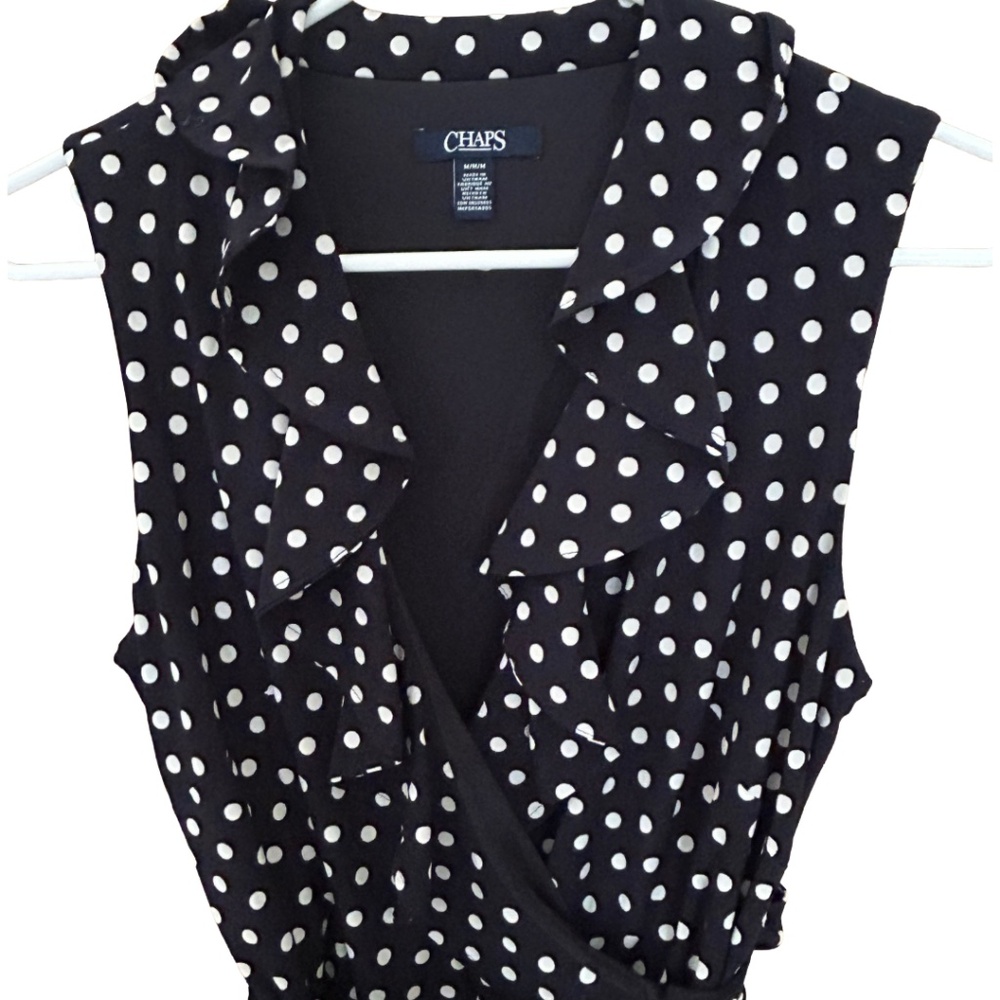 Chaps Sleeveless Polka Dot Dress Size Medium